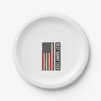 Prato De Papel Best Nanny Ever Patriotic Vintage Flag Shirt Desig