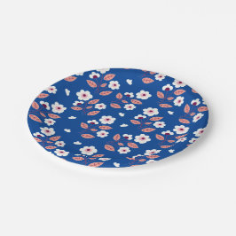 Prato De Papel Bestseller azul floral design para casamento