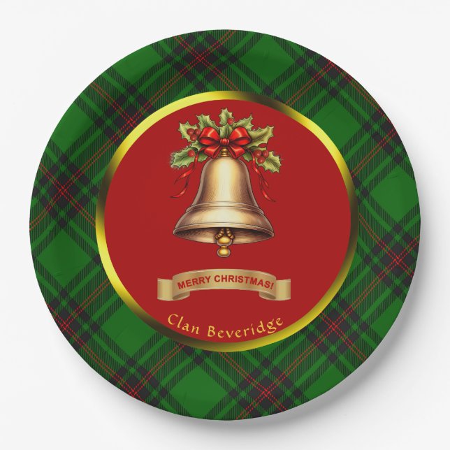 Prato De Papel Beveridge Tartan Personalizado Natal (Frente)