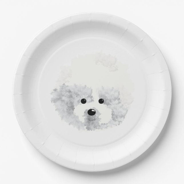 Prato De Papel Bichon Frise dog (Frente)