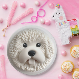 Prato De Papel Bichon Frise Dog 3D Inspirado