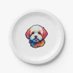 Prato De Papel Bichon frisé feliz