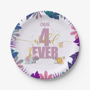 Prato De Papel Bichos Safari Cute Quatro Meninas Selvagens Aniver