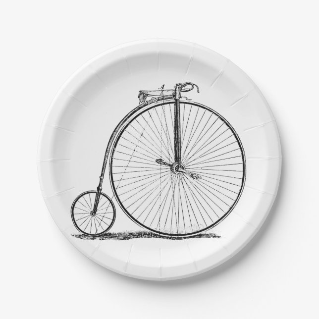 Prato De Papel Bicicleta de Roda Alta Penny Farthing (Frente)