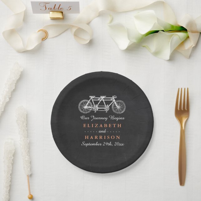 Prato De Papel Bicicleta Tandem No Casamento De Chalkboard (Casamento)