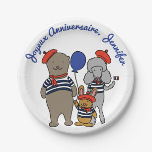 Prato De Papel Bicicletas Francesas Cute Personalizam Aniversári