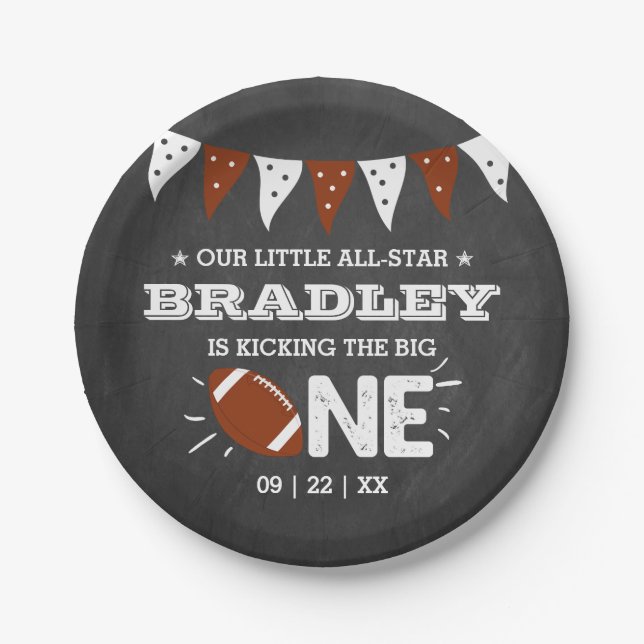 Prato De Papel Bicking O Grande | primeiro aniversario de futebol (Frente)