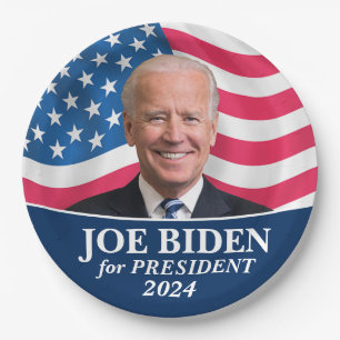 Prato De Papel Biden 2020 - Foto com Bandeira Americana