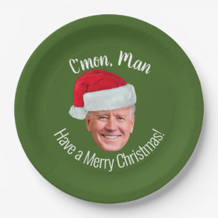 Prato De Papel Biden Harris 2020 - Joe Santa Hat - Homem de Mão