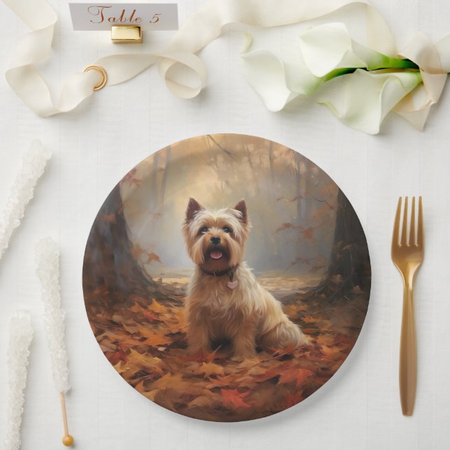 Prato De Papel Biewer Terrier no outono deixa cair inspiração (Casamento)