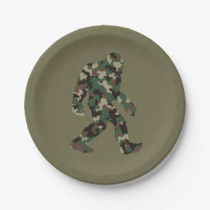 Prato De Papel Bigfoot Sasquatch Camuflagem