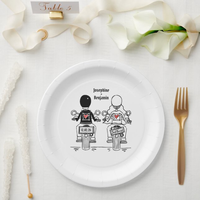 Prato De Papel Biker Motorcycle Wedding  (Casamento)