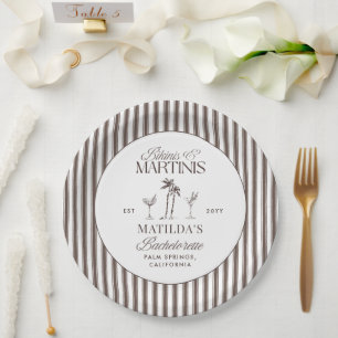 Prato De Papel Bikinis e martinis Bachelorette vintage Elegante