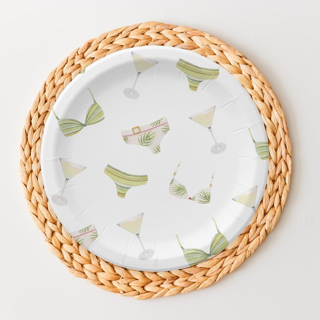 Prato De Papel Bikinis & Martinis - Chá de panela Bachelorette (Criador carregado)