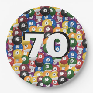Prato De Papel Billiard Balls para 70 de aniversário