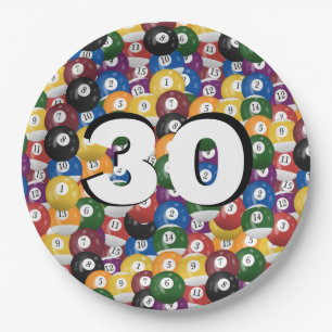 Prato De Papel Billiard Balls para aniversário de 30 anos