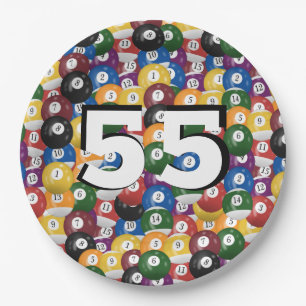 Prato De Papel Billiard Balls para o 55º aniversário