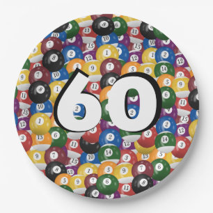 Prato De Papel Billiard Balls para o 60º aniversário