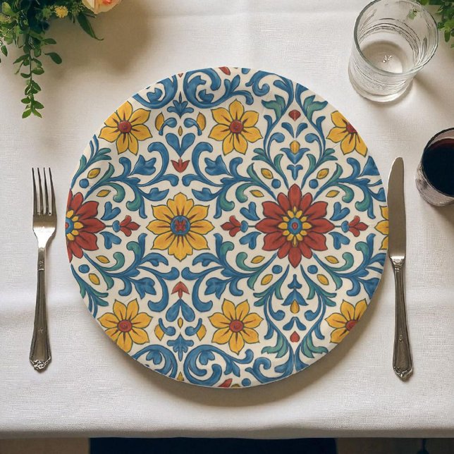 Prato De Papel Biologia Boêmica Elegante Da Costa Amalfi (Criador carregado)