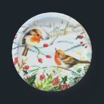 Prato De Papel Bird Robin Casal Winter Holly Christmas<br><div class="desc">Traga a estação mais maravilhosa com robins bonitos,  bagas e amor. Eles estão preparados para celebrar o tempo festivo com você. Feliz Natal e Feliz ano novo!</div>