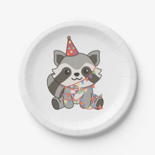 Prato De Papel Birthday Animal Cute Raccoon Aniversário de crianç
