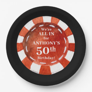 Prato De Papel Birthday Casino Poker Chip Personalizado