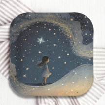 Birthday Celestial Star Watercolor Girl Modern