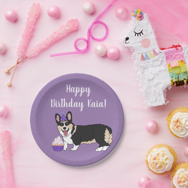 Prato De Papel Birthday Corgi (Festa)