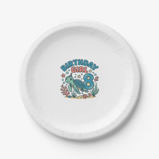 Prato De Papel Birthday Girl Sea Turtle 8th Birthday Shirt Design