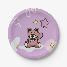 Prato De Papel Birthday Girl Teddy Bear