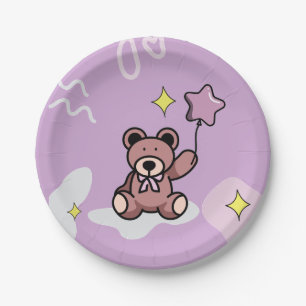 Prato De Papel Birthday Girl Teddy Bear