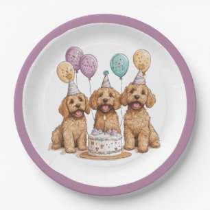 Prato De Papel Birthday Goldendoodle Cães Bolo de Aniversário