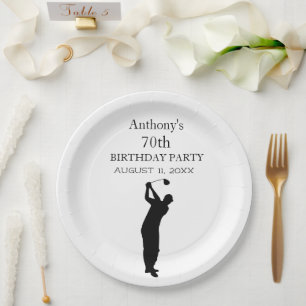 Prato De Papel Birthday Golfer Engraçado 70 feliz Pai Par