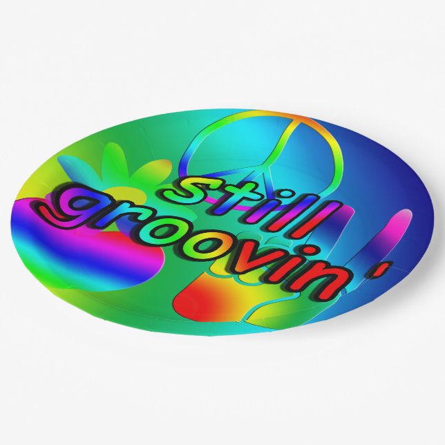 Prato De Papel Birthday Hippie Ainda em Grovin Party Plates (Inclinado)