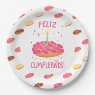Prato De Papel Birthday Pan Dulce Concha em Espanhol