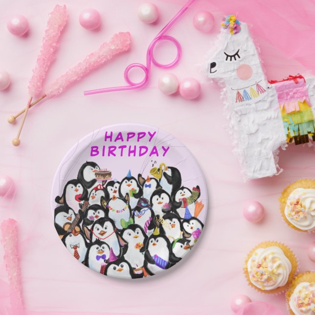 Prato De Papel Birthday Party Paper Plates Happy Penguins (Festa)