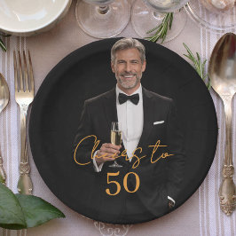 Prato De Papel Birthday party photo cheers gold