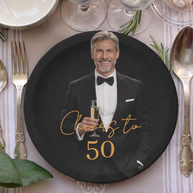 Prato De Papel Birthday party photo cheers gold (Criador carregado)