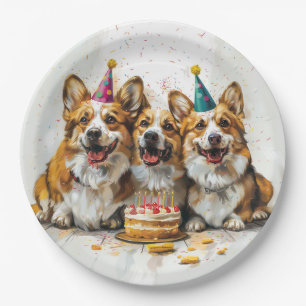 Prato De Papel Birthday Pembroke Welsh Corgi Cães