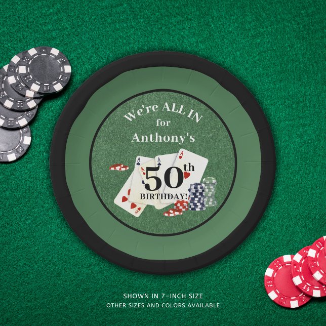 Prato De Papel Birthday Poker Casino Personalizado (Criador carregado)