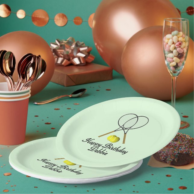 Prato De Papel Birthday Tennis Green Sports (Múltiplo)