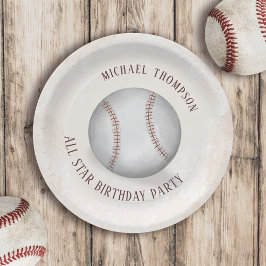 Prato De Papel Birthday Vintage Whimy Baseball All Star Party