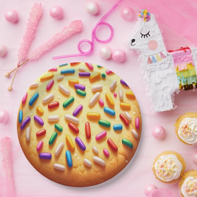 Prato De Papel Biscoito Açucarado com Confeitos (Festa)