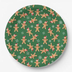 Prato De Papel Biscoitos de Natal bonitos em verde 