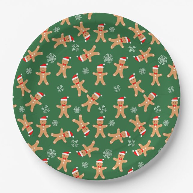 Prato De Papel Biscoitos de Natal bonitos em verde  (Frente)