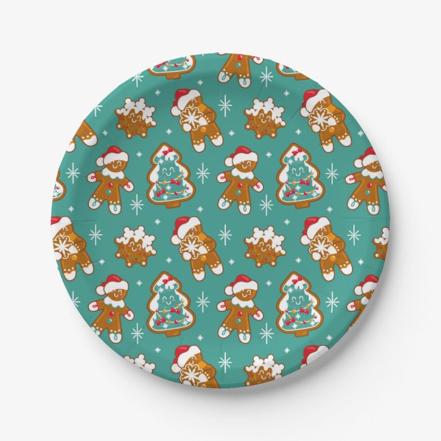 Prato De Papel Biscoitos de Natal de Gengibre (Frente)