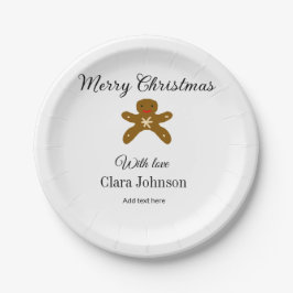 Prato De Papel Biscoitos marrons de Natal felizes adicionam nome