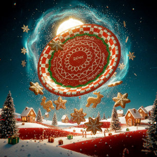 Prato De Papel Biscoitos Para o Papai Noel Vermelho Verde Feliz N