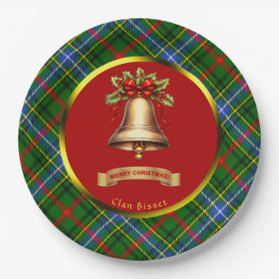 Prato De Papel Bisset Tartan Personalizado Natal