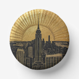 Prato De Papel Black and Gold Art Deco Paper Plates